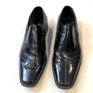 Stacy Adams Mens Black Leather Slip Ons 13